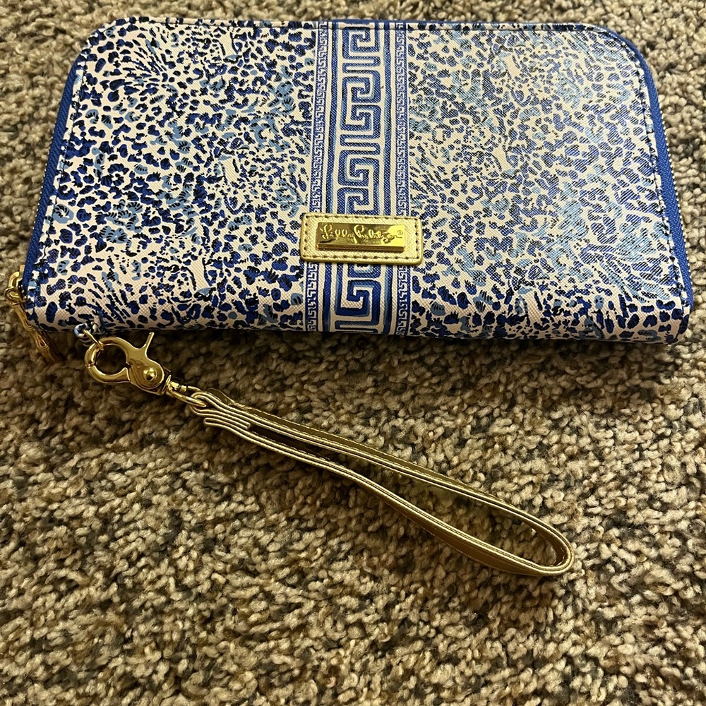 Lilly Pulitzer Blue and Gold Key & Card Holder